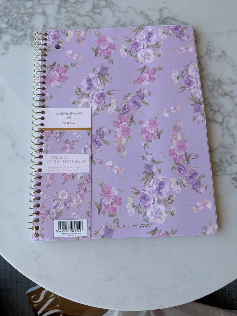 💜🎯 LoveShackFancy x Target - Yoobi Happy Thoughts Wide Ruled Notebook Hibiscus